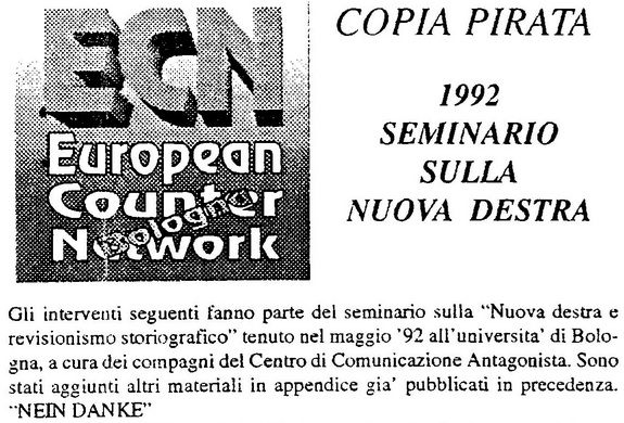 Occupazione contro Ernst Nolte - Bologna 1992